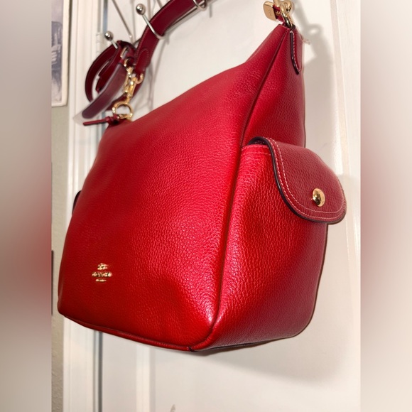 🍒 COACH Pennie Shoulder Bag - Crossbody in Red Pebble Leather - C6152 - Picture 14 of 16